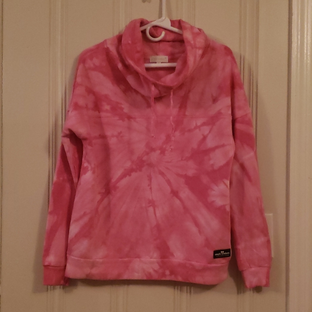 Pink tie dye Simply Southern cowl neck pullover